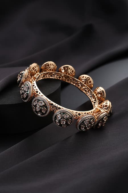 Shop_Swabhimann_Green Polki Pacheli Kada _at_Aza_Fashions