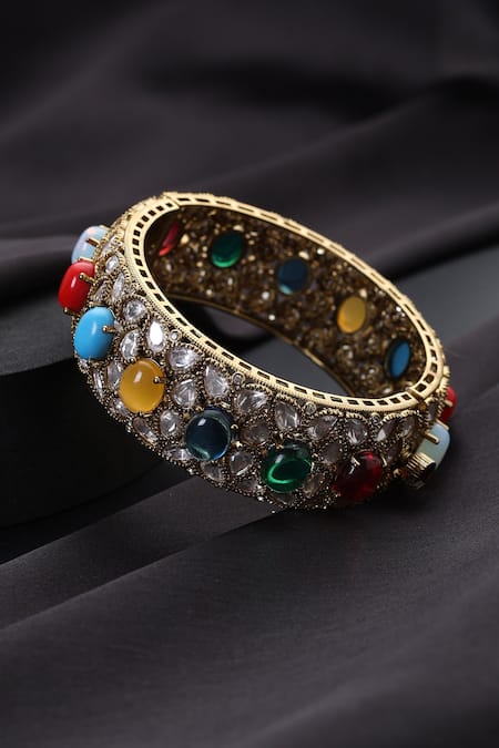 Shop_Swabhimann_Multi Color Multicolour Polki Kada _at_Aza_Fashions