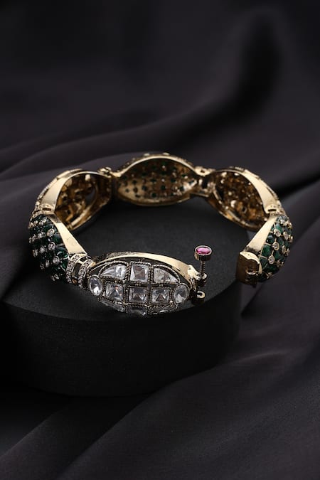 Shop_Swabhimann_Green Polki Kada _at_Aza_Fashions