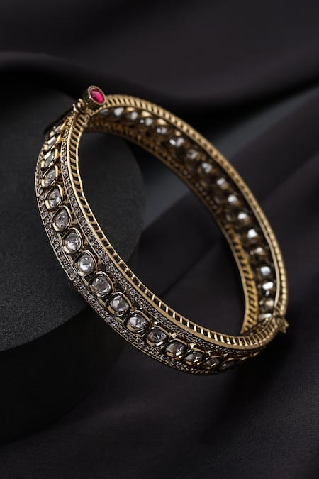 Shop_Swabhimann_Gold Plated Polki Kada _at_Aza_Fashions