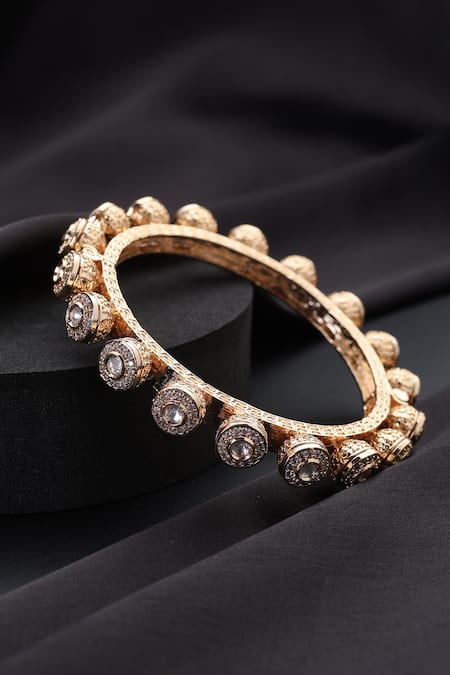 Shop_Swabhimann_Rose Gold Stones Polki Pacheli Kada _at_Aza_Fashions