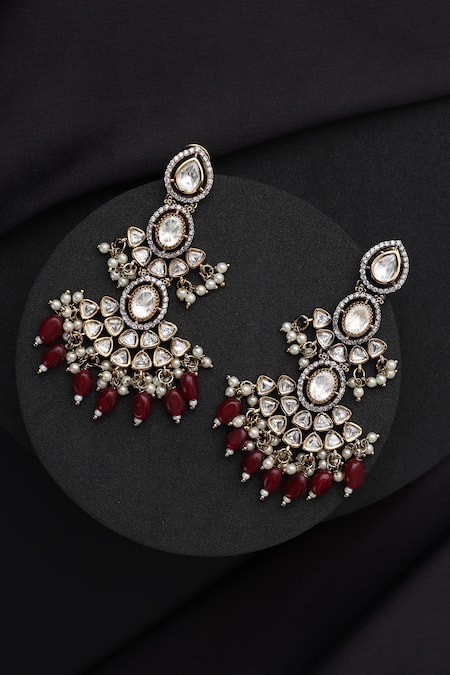 Buy_Swabhimann_Red Victorian Polki Dangler Earrings _Online_at_Aza_Fashions