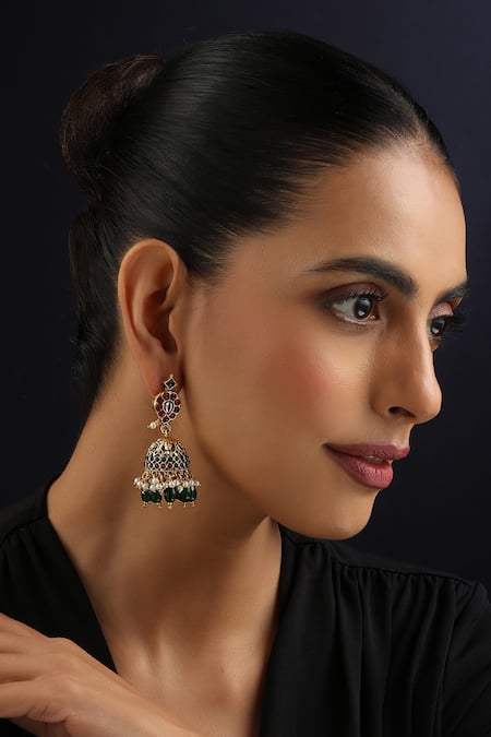 Swabhimann Multicolour Temple Jhumka Earrings 