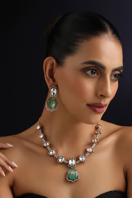 Swabhimann Mint Polki Hasli Necklace Set 