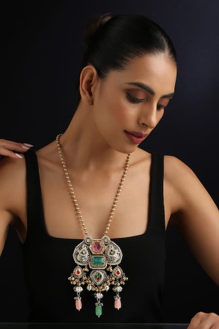Swabhimann Multicolour Silver Pendant Necklace 