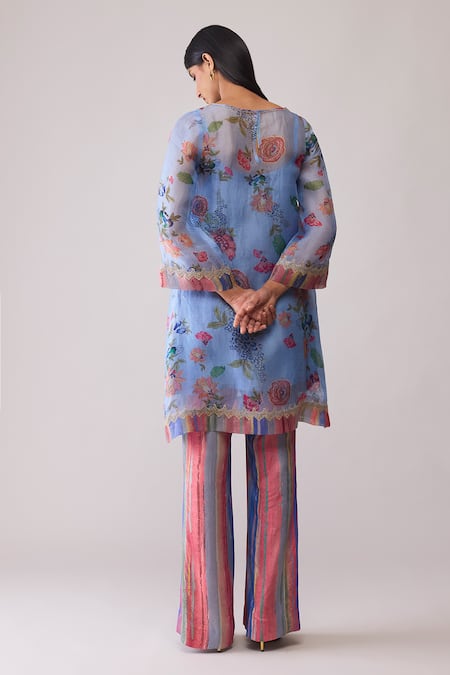 Bunka Myla Blue Print Kurta Set 