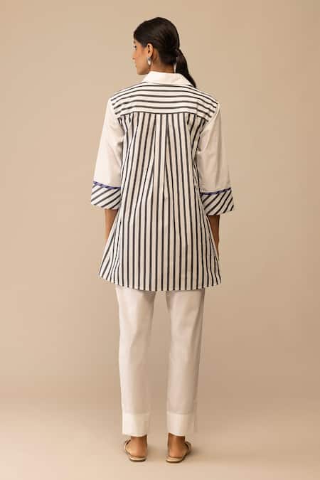 Bunka Neela White Embroidered Tunic With Pant 