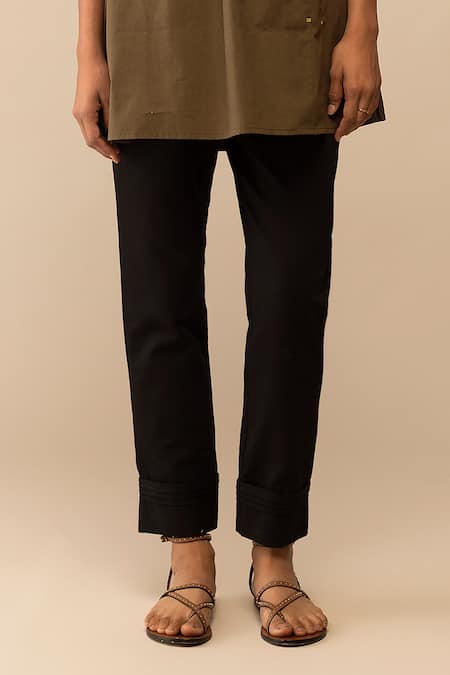 Bunka_Black Cotton Neela Pant _Online_at_Aza_Fashions