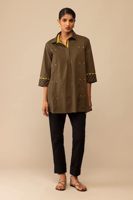 Bunka Neela Olive Tunic With Pant 