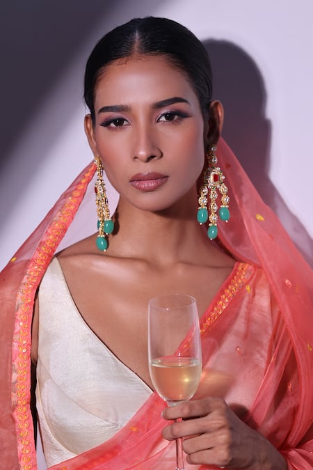Buy_Zaza By Somya_Multi Color Stones Legacy Earrings _Online_at_Aza_Fashions