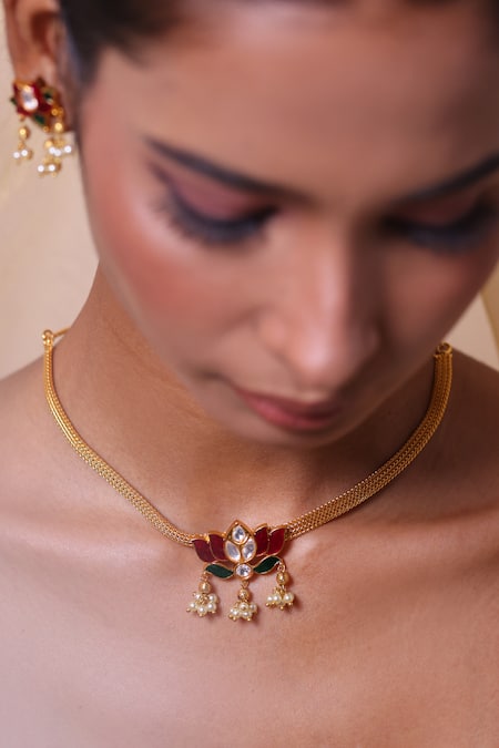 Zaza By Somya Lotus Bloom Necklace Set 