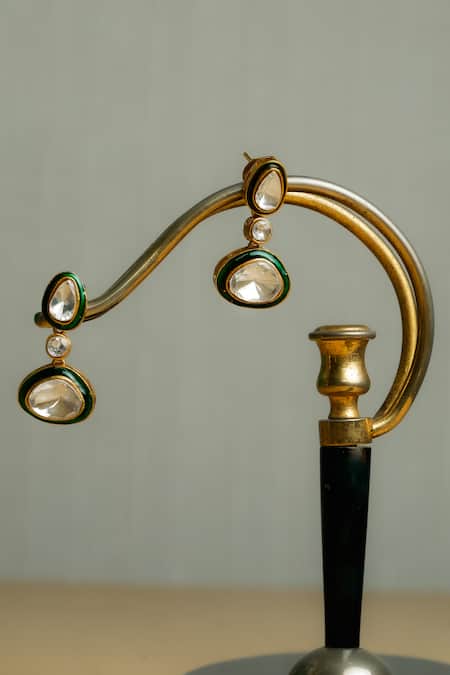 Zaza By Somya Green Stones Sitara Heritage Earrings 