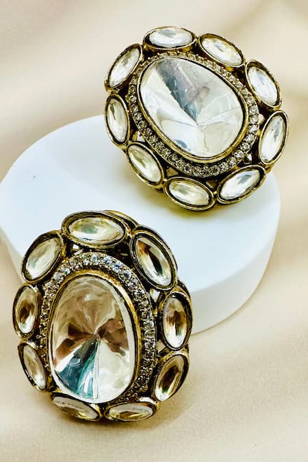 Zaza By Somya White Stones Noor Earrings 
