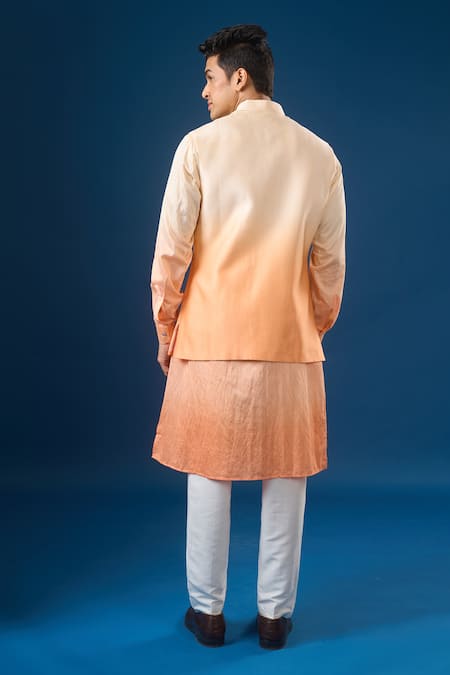 Rng Safawala Ombre Peach Kurta-Bundi Set 