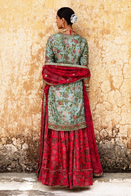 Aangan By Parul Cerulean Blush Regalia Sharara Set 