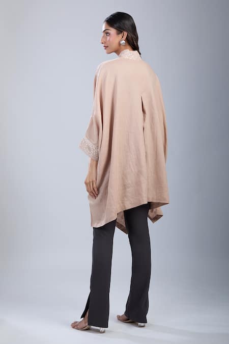 Tarun Tahiliani Pink Asymmetric Embroidered Tunic 