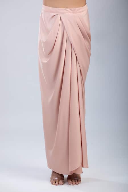 Shop Tarun Tahiliani Pink Blush Draped Skirt at Aza Fashions Shop_Tarun Tahiliani_Pink Blush Draped Skirt _at_Aza_Fashions