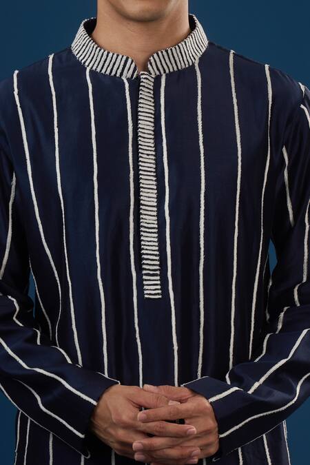 Buy Countrymade Blue Embroidery Navy Linear Pattern Kurta Set Online at Aza Fashions Buy_Countrymade_Blue Embroidery Navy Linear Pattern Kurta Set _Online_at_Aza_Fashions