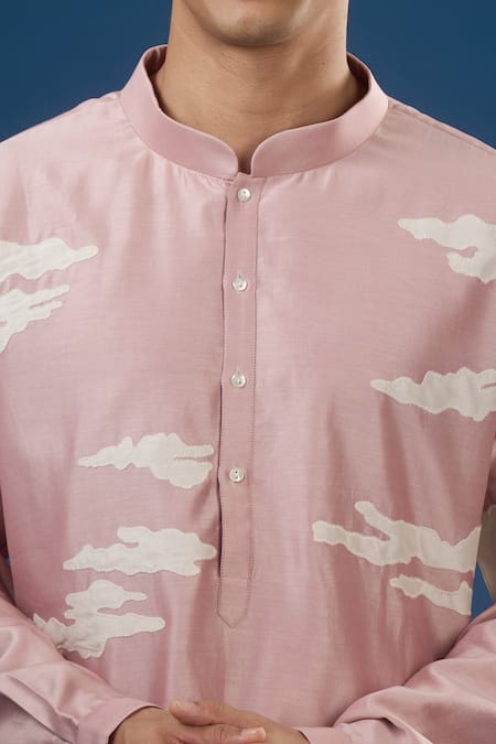Countrymade Pink Embroidery Old Rose Abstract Cloud Kurta Set Online at Aza Fashions Countrymade_Pink Embroidery Old Rose Abstract Cloud Kurta Set _Online_at_Aza_Fashions