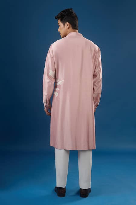 Countrymade Old Rose Abstract Cloud Kurta Set 