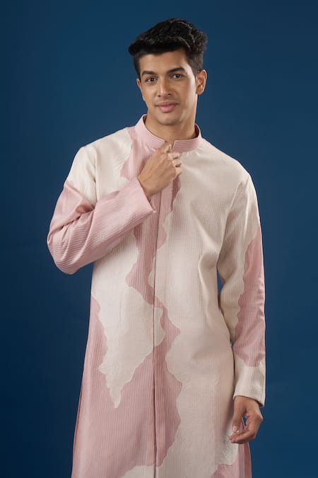 Shop Countrymade Pink Embroidery Old Rose Line Pattern Kurta Set Online at Aza Fashions Shop_Countrymade_Pink Embroidery Old Rose Line Pattern Kurta Set _Online_at_Aza_Fashions