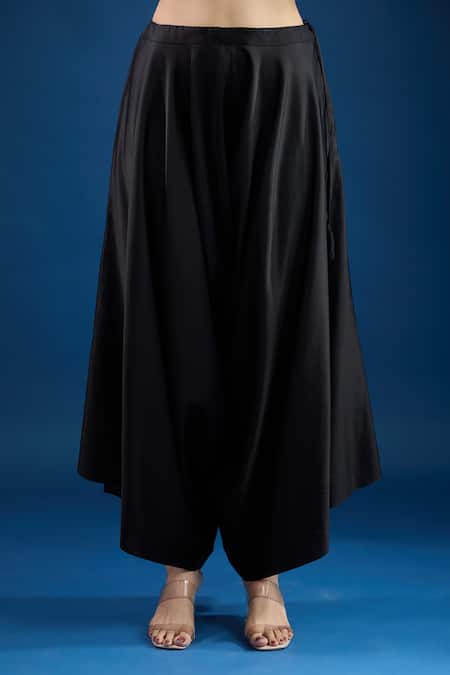 Prisho_Black Embroidery Round Neck Kaftan Set _at_Aza_Fashions