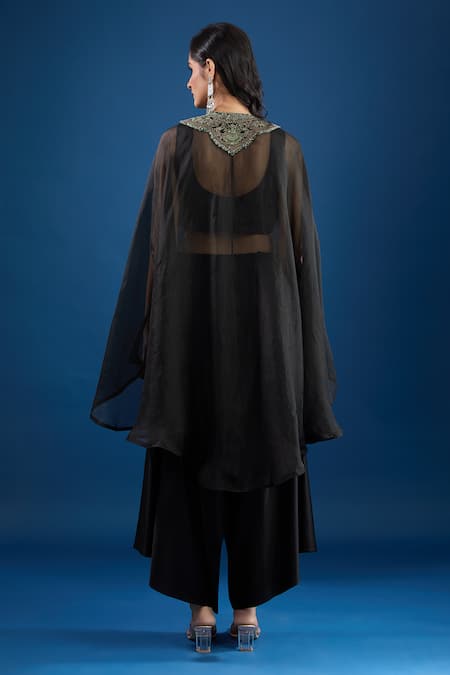 Prisho Black Embroidered Kaftan Set 