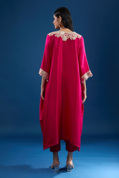 Prisho Fuchsia Pink Designer Kaftan & Pant Set 