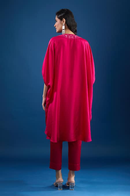 Prisho Fuchsia Pink Designer Kaftan & Pant Set 