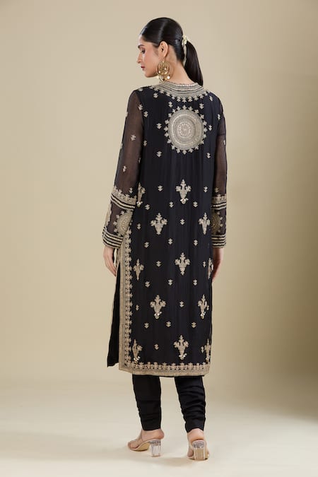 Anamika Khanna Embroidered Black Kurta Set 