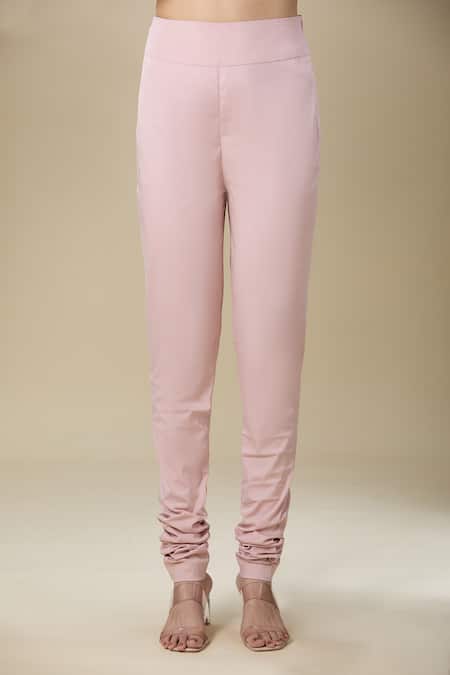 Anamika Khanna_Pink Cotton Sequins, Beads, Embroidery Round Neck Anarkali Set _Online_at_Aza_Fashions