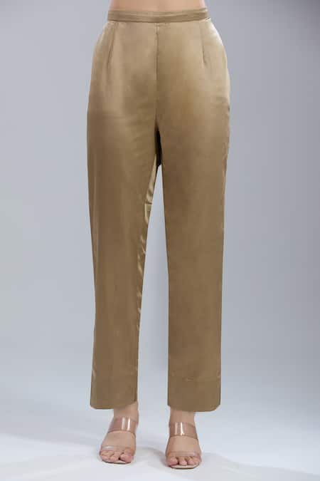 Buy_Prisho_Gold Beads Round Neck Yoke Embroidered Kaftan And Pant Set _Online_at_Aza_Fashions