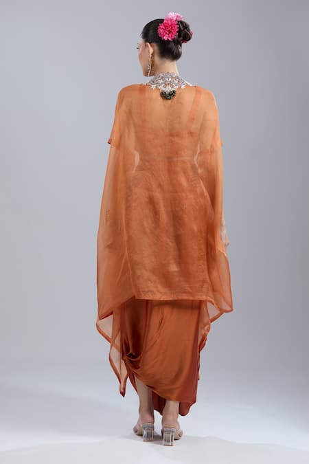 Prisho Dori Embroidered Cape Pant Set 