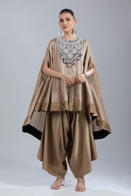 Prisho Embroidered Kaftan & Draped Pant Set 