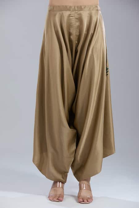 Buy_Prisho_Gold Beads Round Neck Embroidered Kaftan Pant Set 