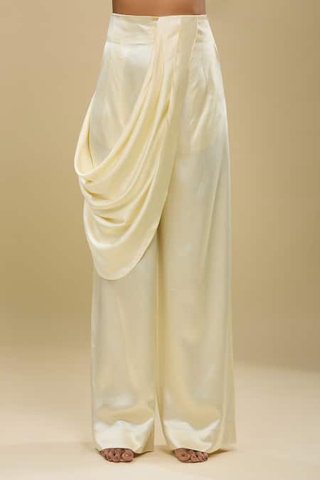 Buy Anamika Khanna Ivory Round Neck Draped Pant And Capelet Set Online at Aza Fashions Buy_Anamika Khanna_Ivory Round Neck Draped Pant And Capelet Set _Online_at_Aza_Fashions