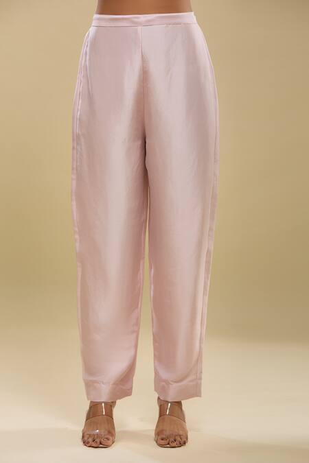 Anamika Khanna_Pink Embroidery Round Neck Baby Kurta Set_Online_at_Aza_Fashions