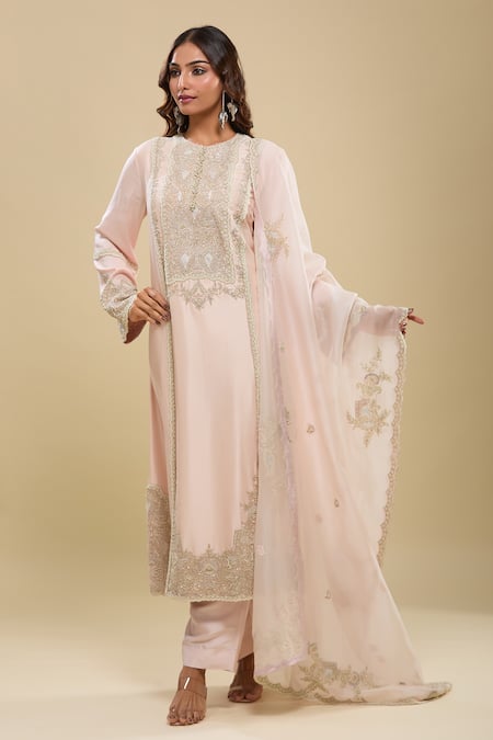 Buy Anamika Khanna Pink Sequins, Embroidery Round Neck Baby Kurta Set Online at Aza Fashions Buy_Anamika Khanna_Pink Sequins, Embroidery Round Neck Baby Kurta Set_Online_at_Aza_Fashions