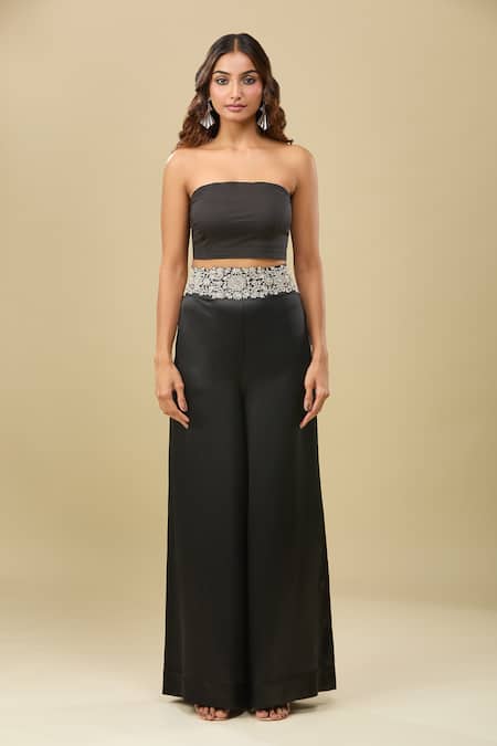 Anamika Khanna_Black Sequins, Embroidery Round , Square Cape And Pant Set _Online_at_Aza_Fashions
