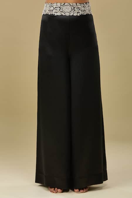 Shop_Anamika Khanna_Black Sequins, Embroidery Round , Square Cape And Pant Set _Online_at_Aza_Fashions