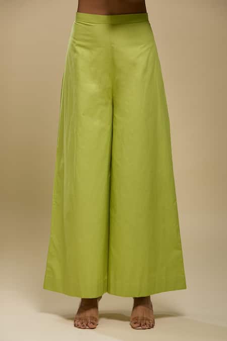 Shop Anamika Khanna Lime Embroidery V-neck Green Kurta And Palazzo Set Online at Aza Fashions Shop_Anamika Khanna_Lime Embroidery V-neck Green Kurta And Palazzo Set _Online_at_Aza_Fashions