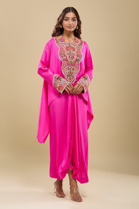 Anamika Khanna Bright Pink Tunic & Skirt Set 