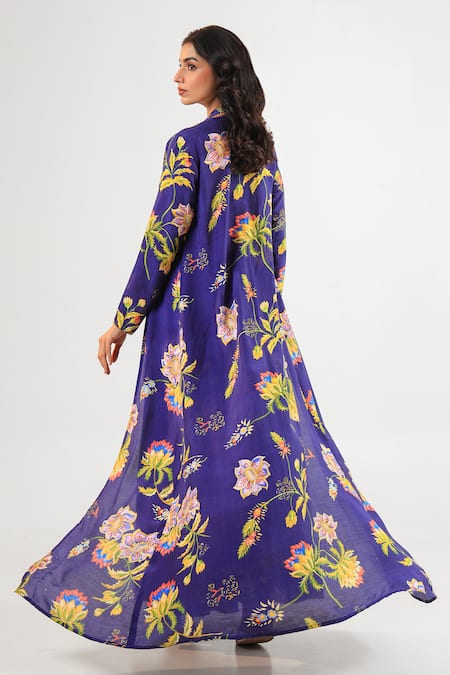 Amrood Floral Print Royal Blue Sharara Set 