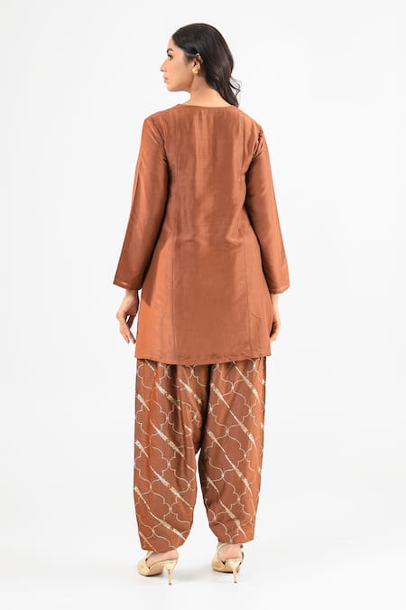 Amrood Moccha Mouse Brown Kurta Set 