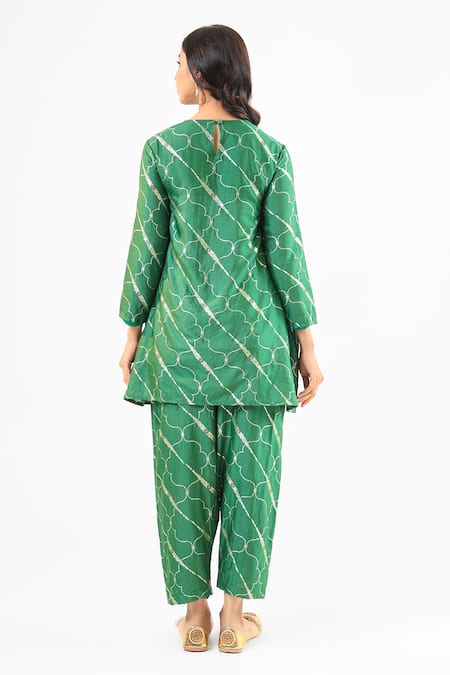 Amrood Deep Green Pure Banarsi Kurta Set 