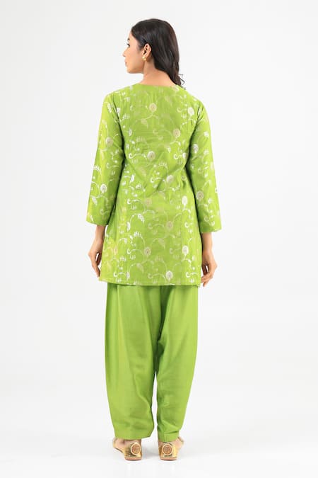 Amrood Green Pure Banarsi Kurta Set 