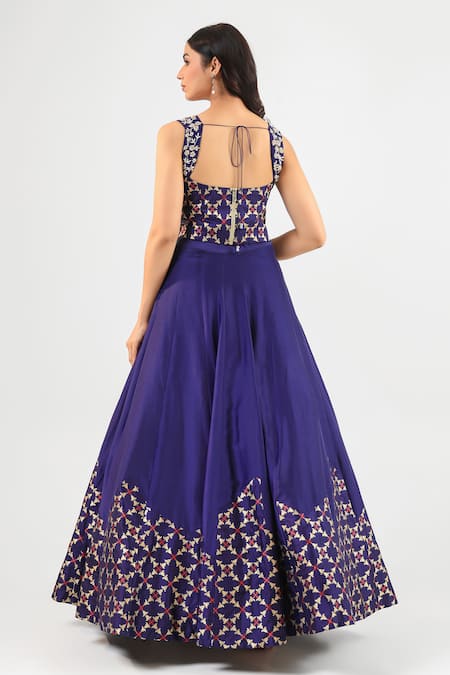 Amrood Designer Deep Blue Lehenga Set 