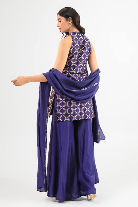 Amrood Deep Blue Kurta Pant Set 