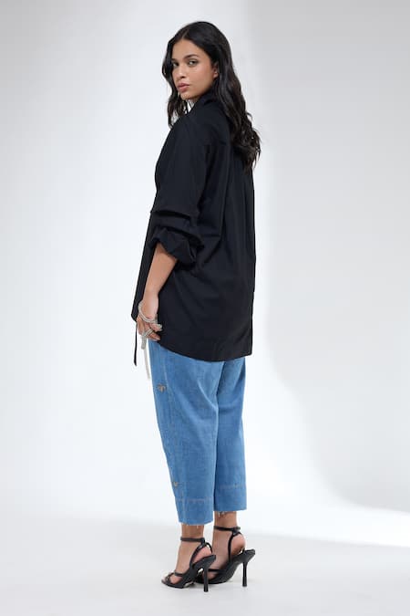 Krati Jain Black Bug Motif Shirt 