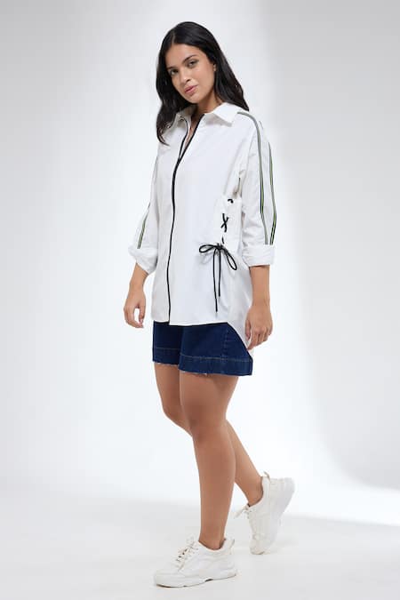 Krati Jain_White Cotton Lace Collared Anti-fit Shirt _Online_at_Aza_Fashions